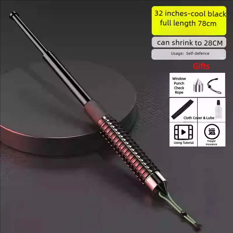 Tactical Expandable Self-Defense Baton - Solid Steel 3-Section Retractable Legal Carry