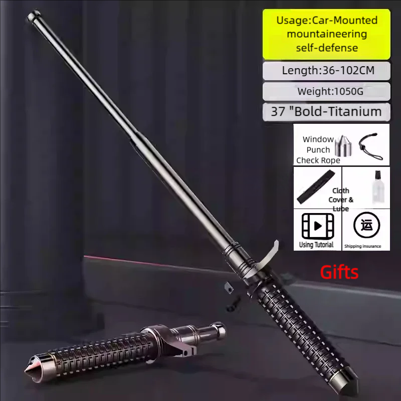 Tactical Expandable Self-Defense Baton - Solid Steel 3-Section Retractable Legal Carry