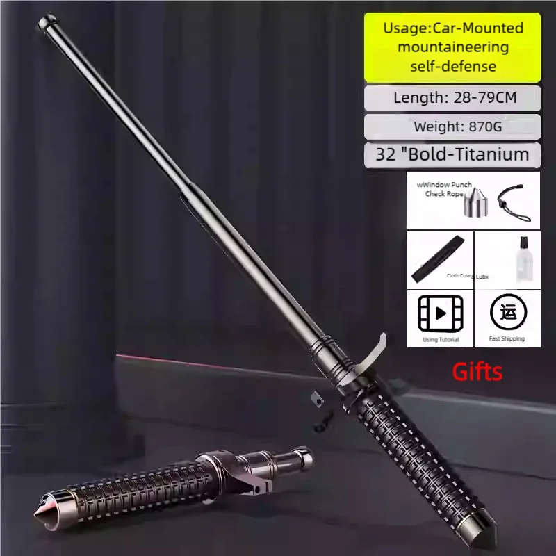 Tactical Expandable Self-Defense Baton - Solid Steel 3-Section Retractable Legal Carry