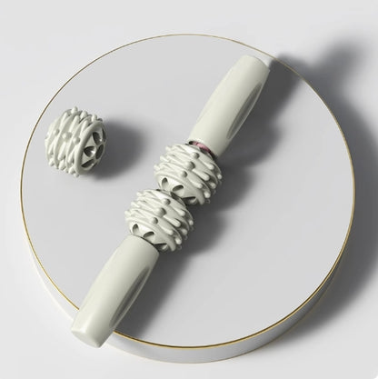 Professional Textured Foam Roller - Deep Tissue Muscle Massage Stick for Legs & Calves, Portable Fascia Release Tool with 5 Detachable Heads