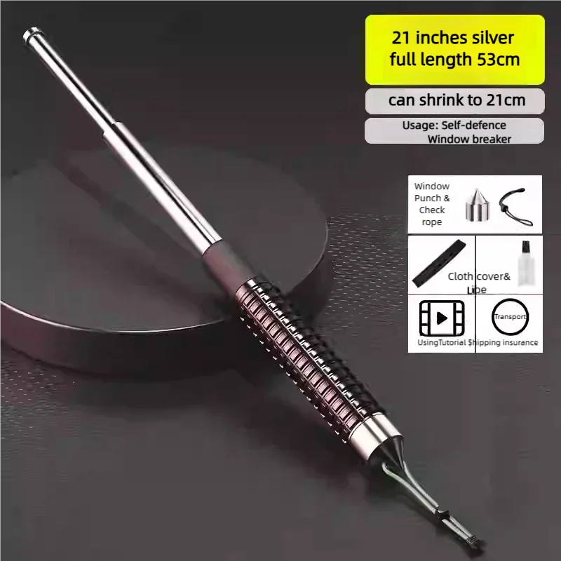 Tactical Expandable Self-Defense Baton - Solid Steel 3-Section Retractable Legal Carry