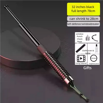 Tactical Expandable Self-Defense Baton - Solid Steel 3-Section Retractable Legal Carry