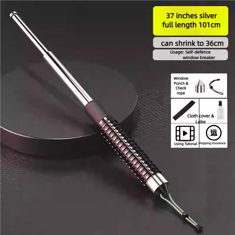 Tactical Expandable Self-Defense Baton - Solid Steel 3-Section Retractable Legal Carry