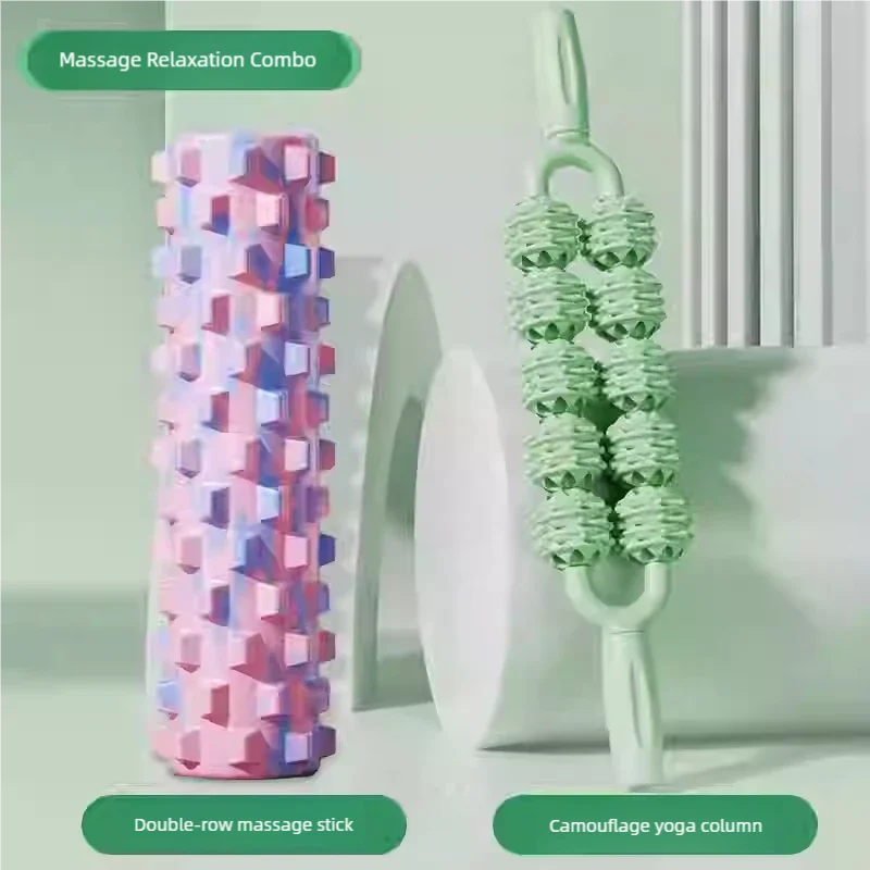 Professional Textured Foam Roller - Deep Tissue Muscle Massage Stick for Legs & Calves, Portable Fascia Release Tool with 5 Detachable Heads